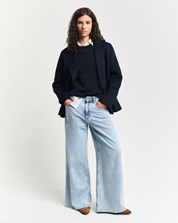 GANT Kadın Lacivert Regular Fit Bisiklet Yaka Kazak