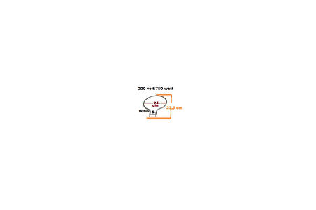 24 cm Davul Fırın Rezistans , 750 WATT REZİSTANSI ÇAP 24 CM AMPUL TİP KALIN REZİSTANS