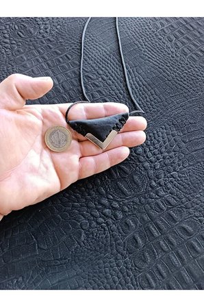 Kayı Cevşen Dualı Üçgen Kolye Muska Hakiki Deri Metal Korumalı KAYI1453