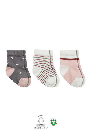 Bistyle 3'Lü Penye Kız Soket Çorap BS10112 Gri