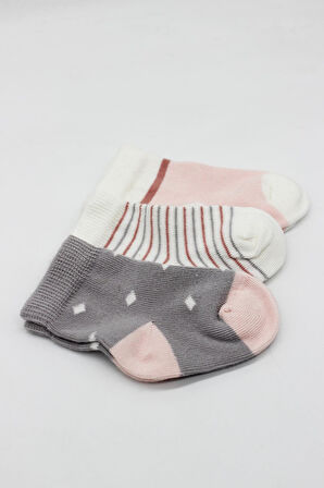 Bistyle 3'Lü Penye Kız Soket Çorap BS10112 Gri