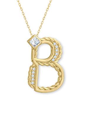 Altın Burgu Kenar B Harf Kolye