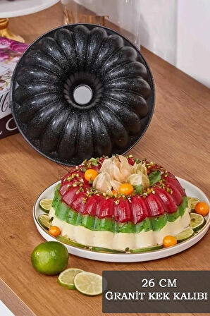 26 cm Dora Sık Dilimli Kalıp - Granit Döküm Yapışmaz Kek Kalıbı