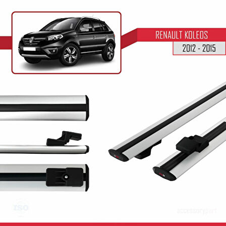 Renault Koleos (HY) Post-Facelift 2012-2015 Arası ile Uyumlu BASIC Model Ara Atkı Tavan Barı Gri 2 Adet