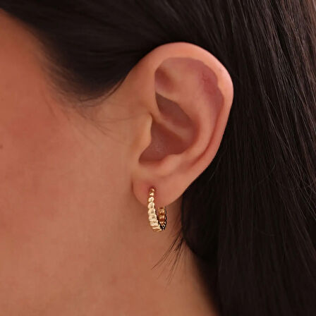 Burgu Bombe Halka  Altın Küpe