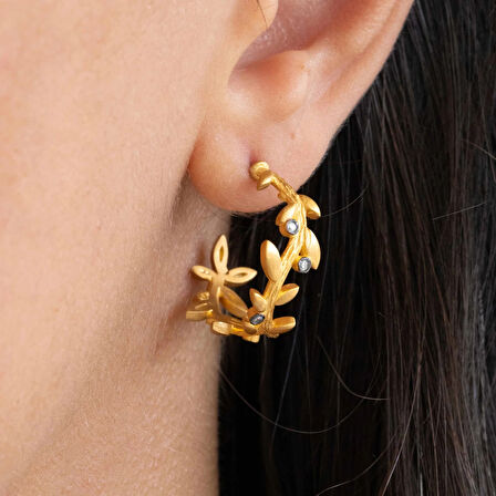 "Zeytin Dalı" Altın Küpe