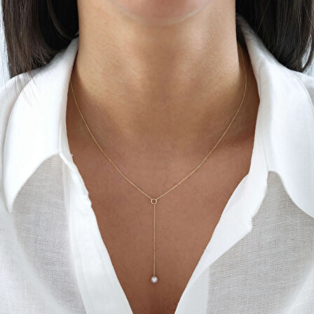 Nisera Y İnci Altın Kolye