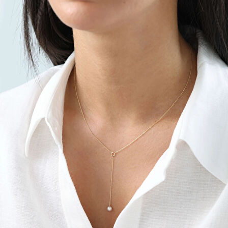 Nisera Y İnci Altın Kolye