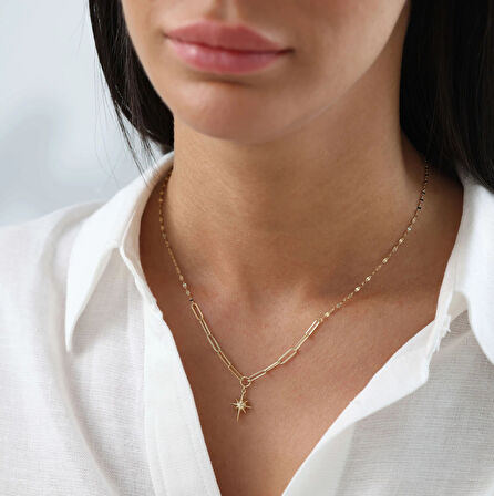 Nisera Kuzey Yıldız Ataç Altın Kolye