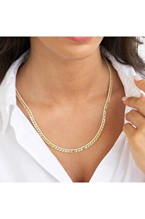 Tasarım Taşlı Halep Altın Zincir - Pullu Altın Zincir