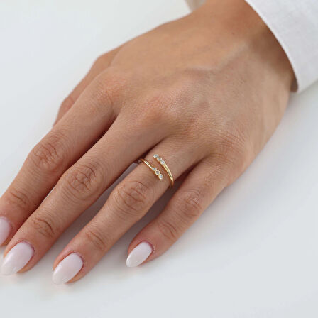 Üç Taş Lucky Minimal Altın Yüzük