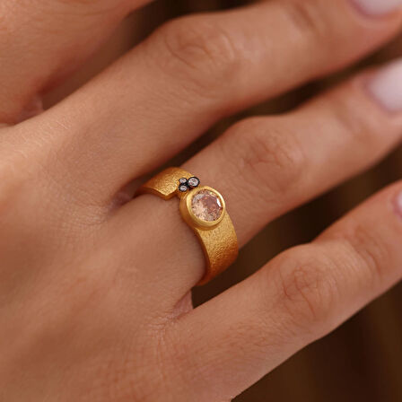 Nisera Etnik Tasarım Aura Altın Yüzük