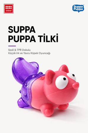 Suppa Puppa Serisi Sesli TPR Dokulu Tilki Köpek Oyuncağı - Mini Irk & Yavru Köpekler İçin Çiğneme Oyuncağı