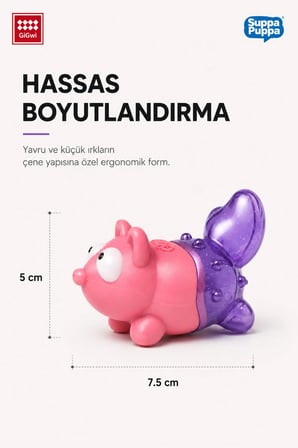 Suppa Puppa Serisi Sesli TPR Dokulu Tilki Köpek Oyuncağı - Mini Irk & Yavru Köpekler İçin Çiğneme Oyuncağı
