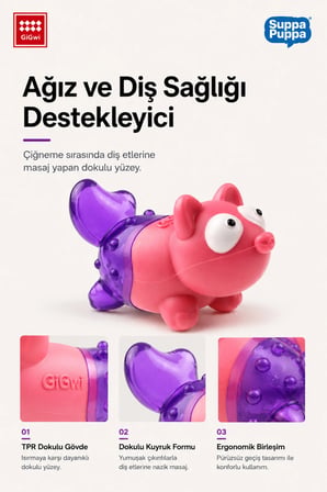 Suppa Puppa Serisi Sesli TPR Dokulu Tilki Köpek Oyuncağı - Mini Irk & Yavru Köpekler İçin Çiğneme Oyuncağı