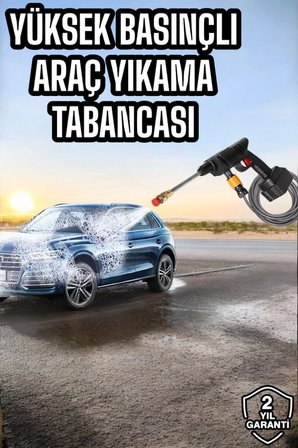 Bahçe Ve Araba Yıkama Tabancası Su Basınçlı Hazneli Bataryalı Oto Yıkama