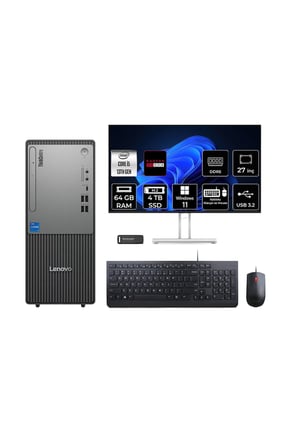 ThinkCentre Neo 50T G5 i5 13400 64GB 4TB SSD RX550/4GB W11P Masaüstü Bilgisayar + 27"