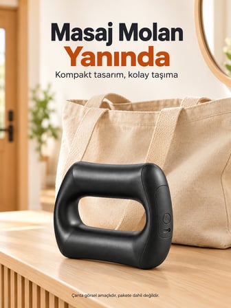 Şarjlı Masaj Halkası USB-C Şarjlı Kemerle Kullanılabilen Taşınabilir Masaj Aleti Siyah