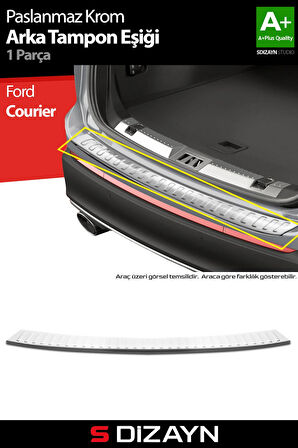 S-Dizayn Ford Courier Krom Arka Tampon Eşiği 2023 Üzeri A+ Kalite