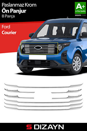 S-Dizayn Ford Courier Krom Ön Panjur 8 Prç. 2023 Üzeri A+ Kalite