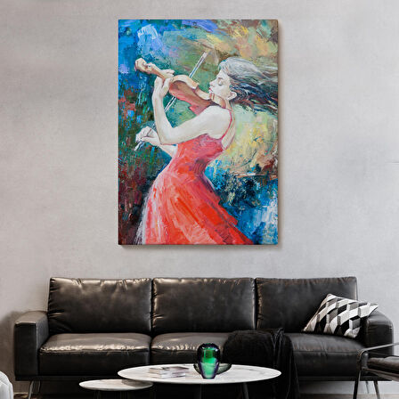 Keman Çalan Müzisyen Kadın Tablosu-5922