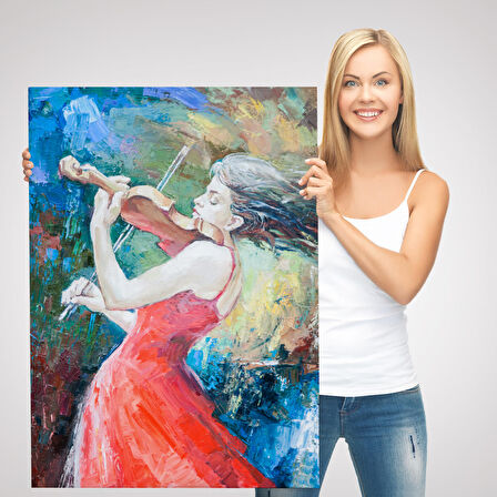 Keman Çalan Müzisyen Kadın Tablosu-5922