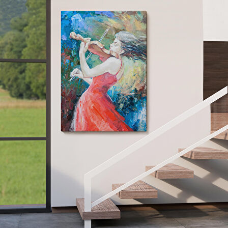 Keman Çalan Müzisyen Kadın Tablosu-5922