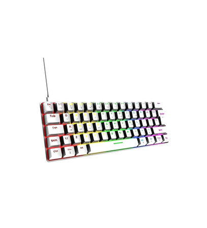 T60 Beyaz Mavı Switch Rainbow  Klavye Kablolu Gaming Oyuncu Klavyesi