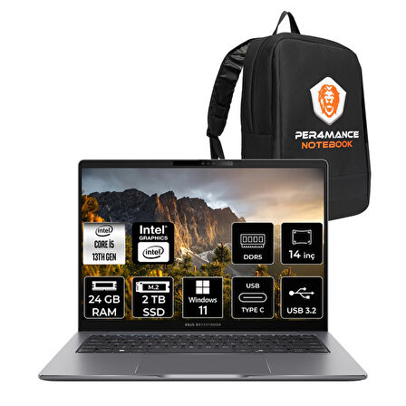 Asus Expertbook P3 i5 13420H 24GB DDR5 2TB SSD 14" WUXGA W11P P3405CVA Dizüstü Bilgisayar & ÇANTA