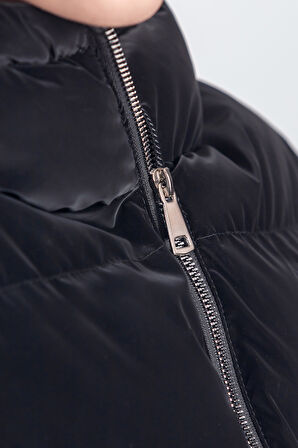 Kız Çocuk Kapüşonlu Nova Kumaş Kışlık Mont KM1010