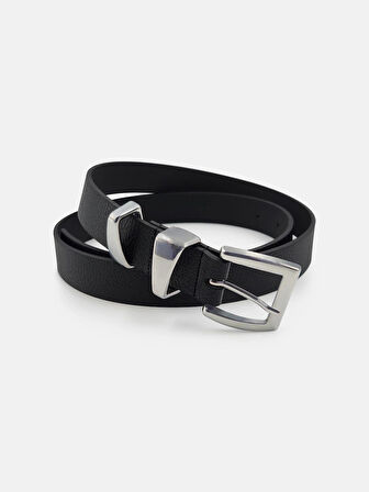 Asimetrik Köprülü Siyah Kadın Kemer