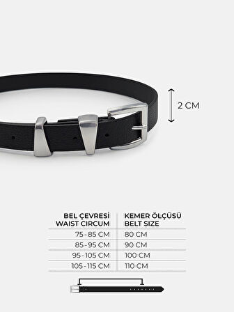 Asimetrik Köprülü Siyah Kadın Kemer