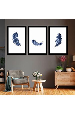 Kolaj Çizim 3'lü Kanvas Tablo