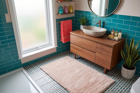 Tavşan Tüyü Bej Düz Peluş Yumuşak Kaymaz TPR Tabanlı Banyo Paspas