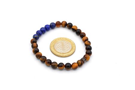 DOĞAL KAPLAN GÖZÜ VE LAPİS LAZULİ TAŞI BİLEKLİK
