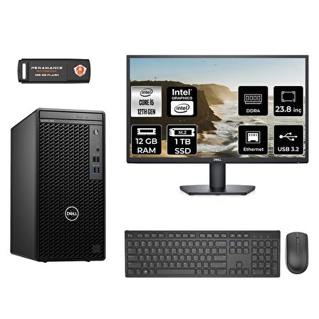 Dell OptiPlex 3000MT i5 12500 12GB 1TB SSD FDOS N010O3000MTAC MASAÜSTÜ PC & 23.8" MONİTÖR 