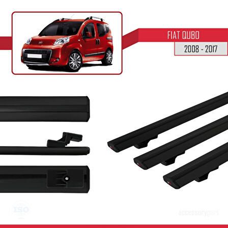 Fiat Qubo 2008-2017 Arası ile Uyumlu BASIC Model Ara Atkı Tavan Barı Siyah 3 Adet