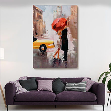 Kavuşan Aşıklar Yağlıboya Görünüm Dekoratif Kanvas Duvar Tablosu-5930