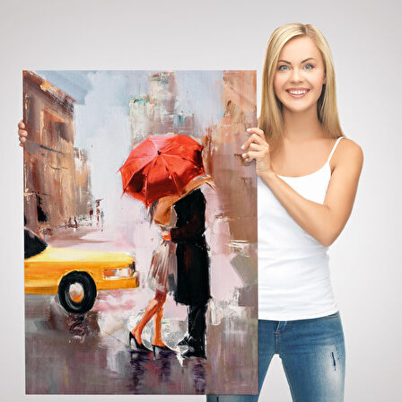 Kavuşan Aşıklar Yağlıboya Görünüm Dekoratif Kanvas Duvar Tablosu-5930