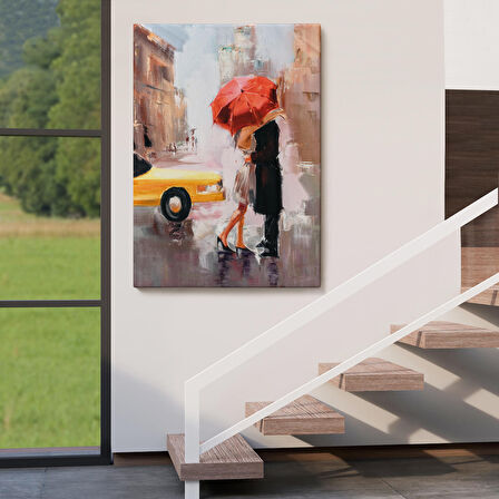 Kavuşan Aşıklar Yağlıboya Görünüm Dekoratif Kanvas Duvar Tablosu-5930