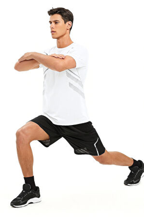 Erkek Spor Tişört Antreman Gym Polyester Erkek Sporcu T-shirt ŞERİTLİ-TİŞÖRT