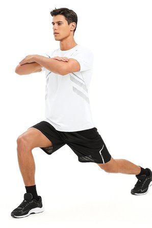 Erkek Spor Tişört Antreman Gym Polyester Erkek Sporcu T-shirt ŞERİTLİ-TİŞÖRT
