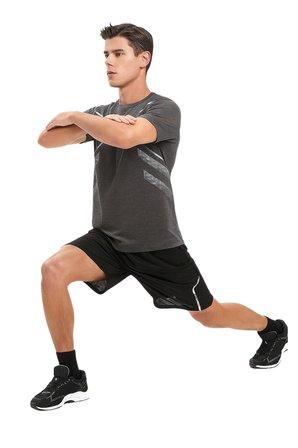 Erkek Spor Tişört Antreman Gym Polyester Erkek Sporcu T-shirt ŞERİTLİ-TİŞÖRT
