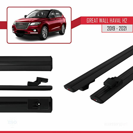 Great Wall Haval H2 2019-2021 Arası ile Uyumlu BASIC Model Ara Atkı Tavan Barı Siyah 2 Adet