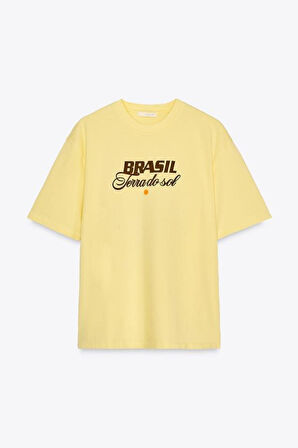 Terra Do Sol Brazil Baskılı %100 Pamuk Tişört Kadın