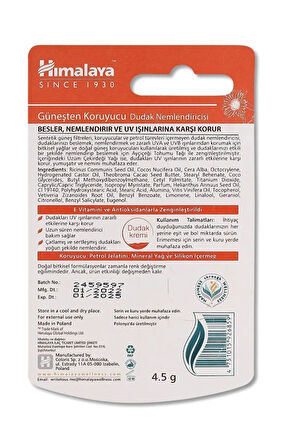 Güneş Koruyucu SPF 30 Dudak Bakım Kremi 4,5 gr 2 Adet | Ayçiçeği Tohumu Yağı | Petrol İçermez