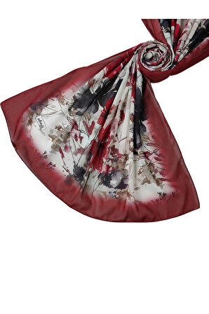 Ebruli Cotton Vual Çiçek Desenli Şal 75x190 cm
