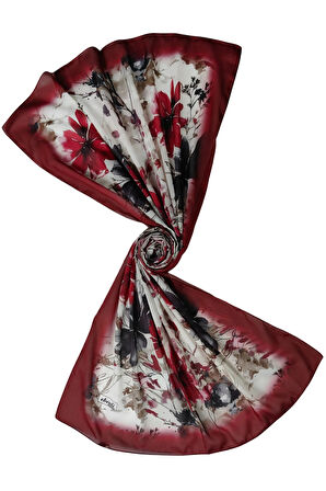 Ebruli Cotton Vual Çiçek Desenli Şal 75x190 cm