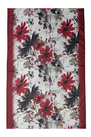 Ebruli Cotton Vual Çiçek Desenli Şal 75x190 cm
