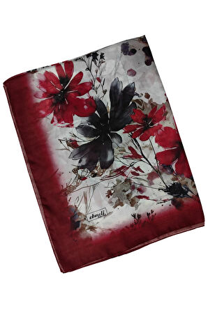 Ebruli Cotton Vual Çiçek Desenli Şal 75x190 cm